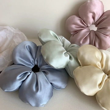 DAIIIBABYYY  -  Korean Exaggerated 3D Flower Hair Rings Sweet Sponge Oversize Large Satin Hair Scrunchies Hair Ropes Headbands Hair Accessories